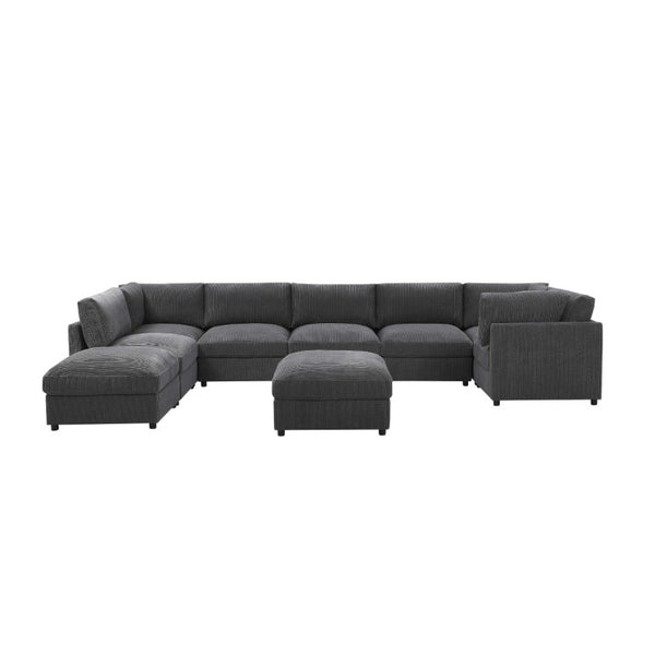 English Elm Corduroy Reversible Modular Sectional Sofa with L Shaped Chaise for Living Rooms Dark Gray B2748S00234