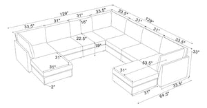 English Elm Corduroy Reversible Modular Sectional Sofa with L Shaped Chaise for Living Rooms Dark Gray B2748S00234