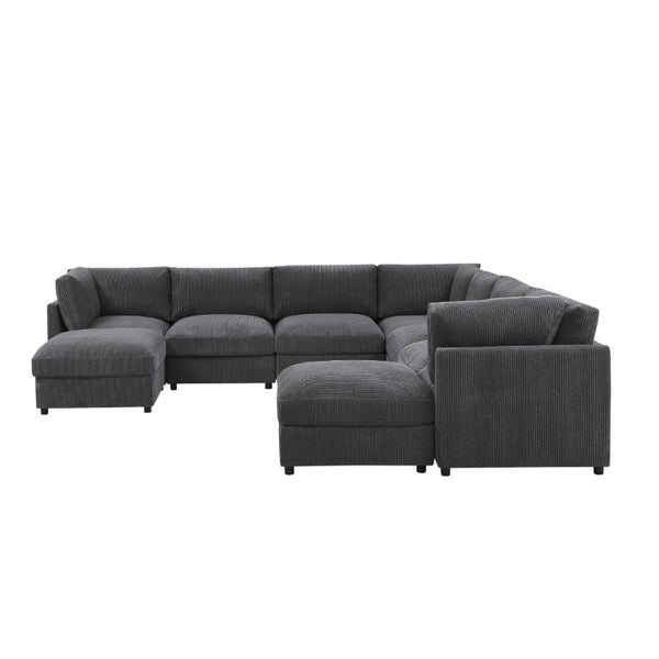 English Elm Corduroy Reversible Modular Sectional Sofa with L Shaped Chaise for Living Rooms Dark Gray B2748S00234