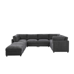 English Elm Corduroy Reversible Modular Sectional Sofa with L Shaped Chaise for Living Rooms Dark Gray B2748S00234