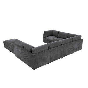 English Elm Corduroy Reversible Modular Sectional Sofa with L Shaped Chaise for Living Rooms Dark Gray B2748S00234