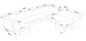 English Elm Corduroy Reversible Sectional with Ribbed Texture and Flexible Chaise for Living Rooms Dark Gray B2748S00235