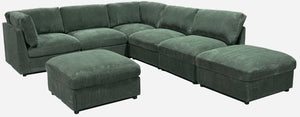 English Elm Corduroy Reversible Modular Sectional with Ribbed Texture for Modern Living Rooms Dark Green B2748S00236