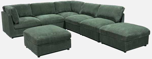 English Elm Corduroy Reversible Modular Sectional with Ribbed Texture for Modern Living Rooms Dark Green B2748S00236