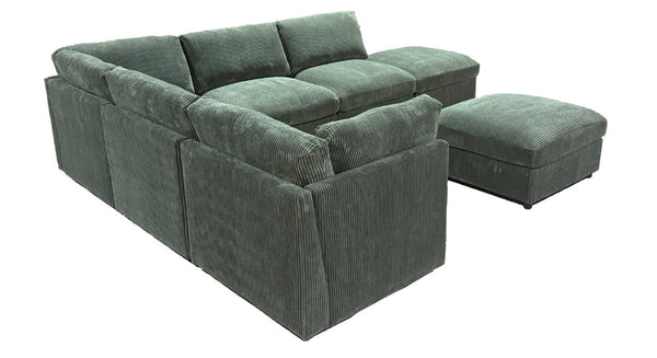 English Elm Corduroy Reversible Modular Sectional with Ribbed Texture for Modern Living Rooms Dark Green B2748S00236