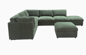 English Elm Corduroy Reversible Modular Sectional with Ribbed Texture for Modern Living Rooms Dark Green B2748S00236