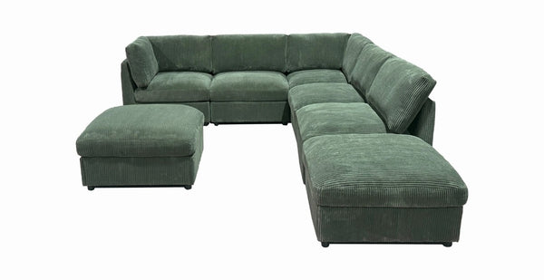 English Elm Corduroy Reversible Modular Sectional with Ribbed Texture for Modern Living Rooms Dark Green B2748S00236
