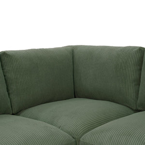 English Elm Corduroy Reversible Modular Sectional with Ribbed Texture for Modern Living Rooms Dark Green B2748S00236