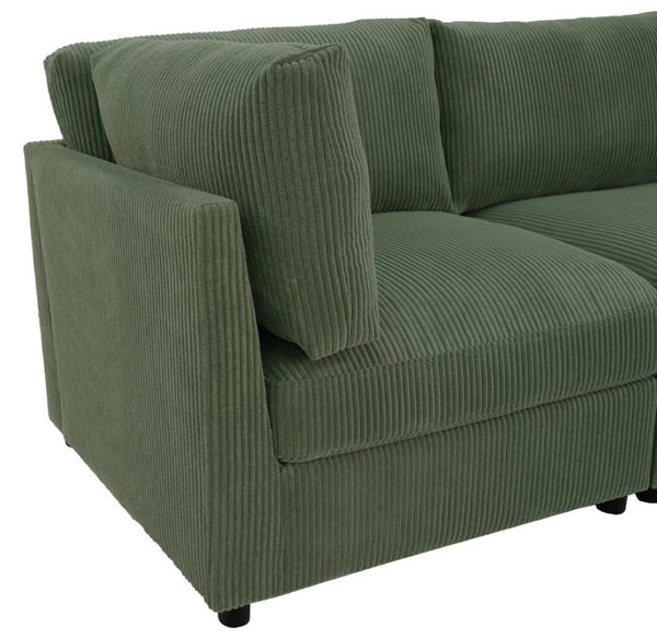 English Elm Corduroy Reversible Modular Sectional with Ribbed Texture for Modern Living Rooms Dark Green B2748S00236