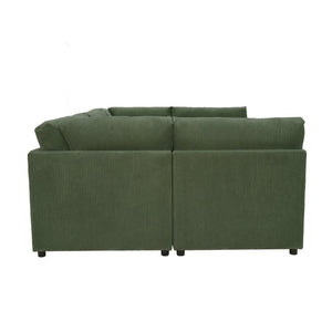 English Elm Corduroy Ribbed Modular Sectional Sofa with Reversible Chaise for Living Rooms Dark Green B2748S00238