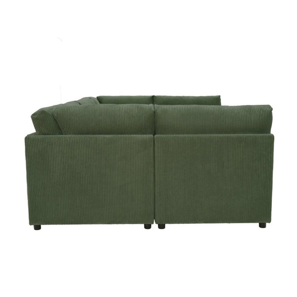 English Elm Corduroy Ribbed Modular Sectional Sofa with Reversible Chaise for Living Rooms Dark Green B2748S00238