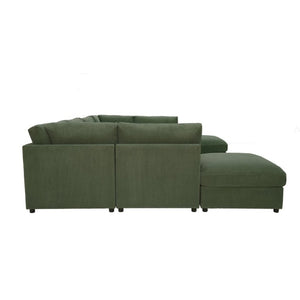 English Elm Corduroy Ribbed Modular Sectional Sofa with Reversible Chaise for Living Rooms Dark Green B2748S00238