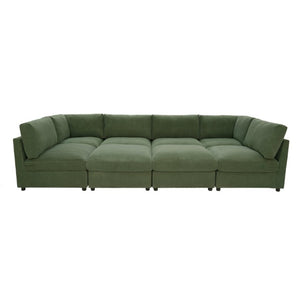 English Elm Corduroy Ribbed Modular Sectional Sofa with Reversible Chaise for Living Rooms Dark Green B2748S00238