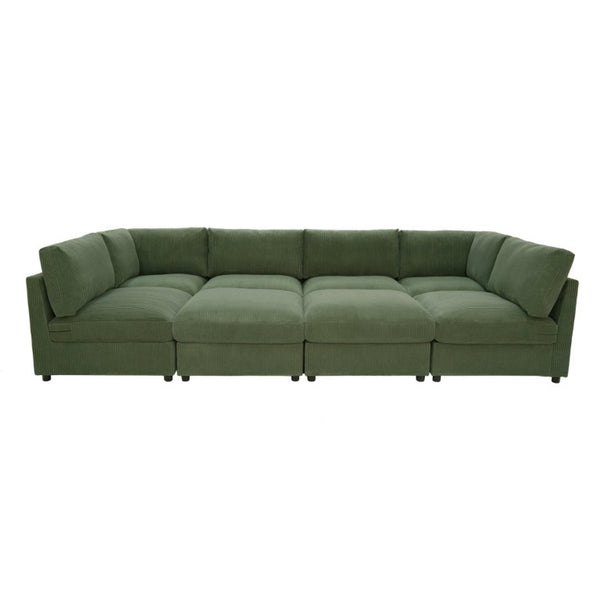 English Elm Corduroy Ribbed Modular Sectional Sofa with Reversible Chaise for Living Rooms Dark Green B2748S00238