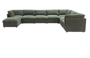 English Elm Corduroy Modular Sectional with Reversible Chaise and Ribbed Texture for Living Room Dark Green B2748S00239