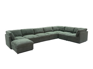 English Elm Corduroy Modular Sectional with Reversible Chaise and Ribbed Texture for Living Room Dark Green B2748S00239