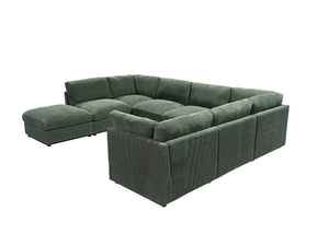 English Elm Corduroy Modular Sectional with Reversible Chaise and Ribbed Texture for Living Room Dark Green B2748S00239
