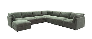 English Elm Corduroy Modular Sectional with Reversible Chaise and Ribbed Texture for Living Room Dark Green B2748S00239