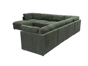 English Elm Corduroy Modular Sectional with Reversible Chaise and Ribbed Texture for Living Room Dark Green B2748S00239