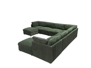 English Elm Corduroy Reversible Modular Sectional Sofa with L Shaped Chaise for Living Rooms Dark Green B2748S00240