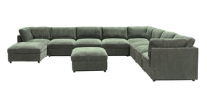 English Elm Corduroy Reversible Sectional with Ribbed Texture and Flexible Chaise for Living Rooms Dark Green B2748S00241