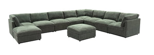 English Elm Corduroy Reversible Sectional with Ribbed Texture and Flexible Chaise for Living Rooms Dark Green B2748S00241