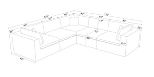 English Elm Coffee Bean Upholstered Modular Sectional with Toss Pillows for Large Living Rooms B2748S00242