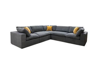 English Elm Coffee Bean Upholstered Modular Sectional with Toss Pillows for Large Living Rooms B2748S00242