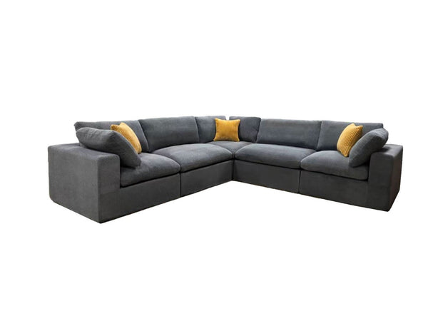English Elm Coffee Bean Upholstered Modular Sectional with Toss Pillows for Large Living Rooms B2748S00242