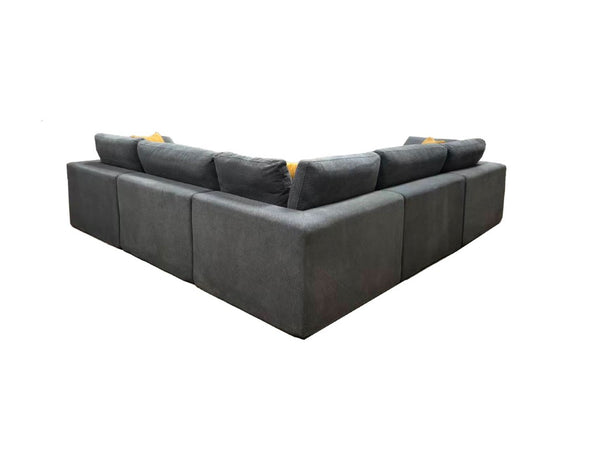 English Elm Coffee Bean Upholstered Modular Sectional with Toss Pillows for Large Living Rooms B2748S00242