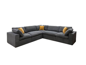 English Elm Coffee Bean Upholstered Modular Sectional with Toss Pillows for Large Living Rooms B2748S00242