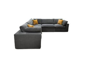 English Elm Coffee Bean Upholstered Modular Sectional with Toss Pillows for Large Living Rooms B2748S00242