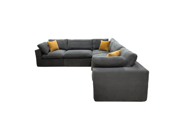 English Elm Coffee Bean Upholstered Modular Sectional with Toss Pillows for Large Living Rooms B2748S00242