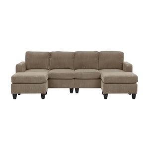English Elm Corduroy Sectional with Modular Layout Plush Ribbed Upholstery and Two Ottomans Included Camel Corduroy B2748S00245