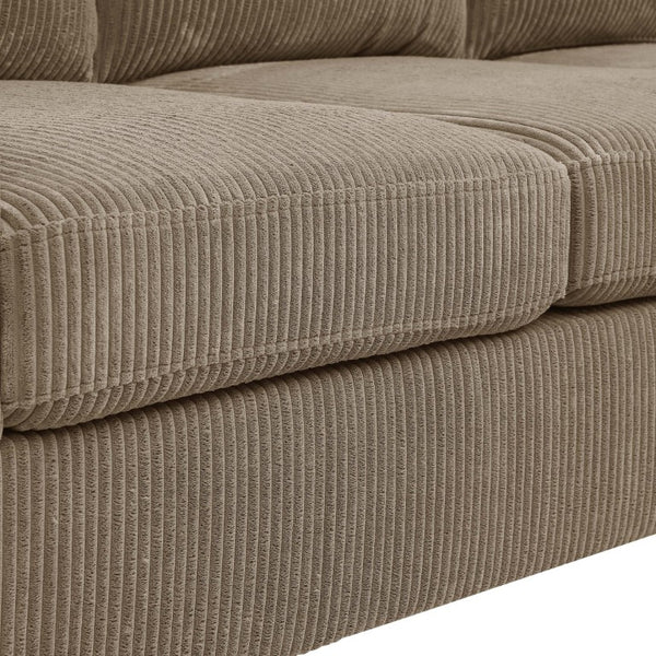 English Elm Corduroy Sectional with Modular Layout Plush Ribbed Upholstery and Two Ottomans Included Camel Corduroy B2748S00245