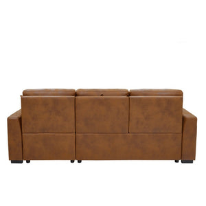 English Elm Corduroy Sectional with Modular Layout Plush Ribbed Upholstery and Two Ottomans Included Brown Faux Leather B2748S00246