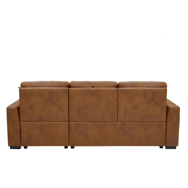English Elm Corduroy Sectional with Modular Layout Plush Ribbed Upholstery and Two Ottomans Included Brown Faux Leather B2748S00246