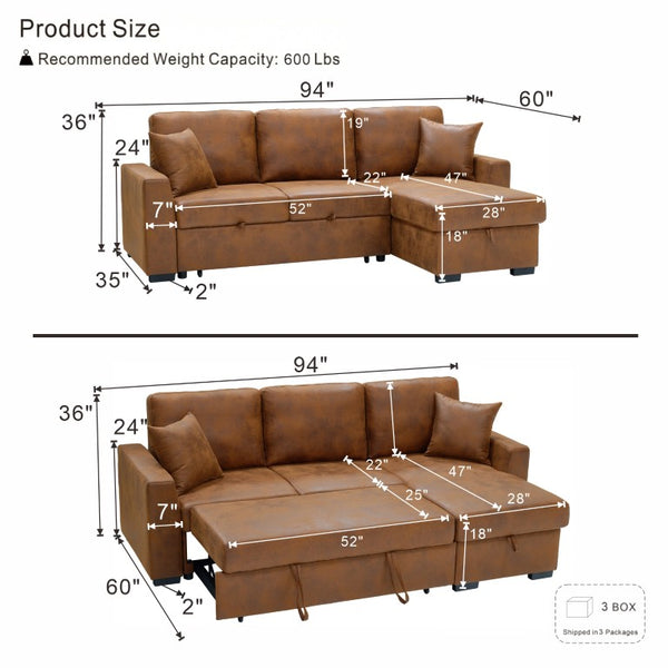 English Elm Corduroy Sectional with Modular Layout Plush Ribbed Upholstery and Two Ottomans Included Brown Faux Leather B2748S00246