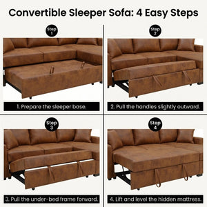 English Elm Corduroy Sectional with Modular Layout Plush Ribbed Upholstery and Two Ottomans Included Brown Faux Leather B2748S00246