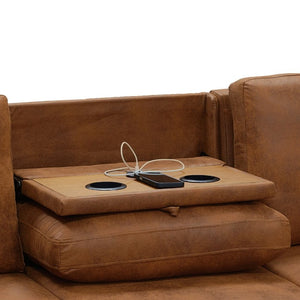 English Elm Corduroy Sectional with Modular Layout Plush Ribbed Upholstery and Two Ottomans Included Brown Faux Leather B2748S00246