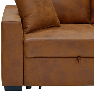 English Elm Corduroy Sectional with Modular Layout Plush Ribbed Upholstery and Two Ottomans Included Brown Faux Leather B2748S00246