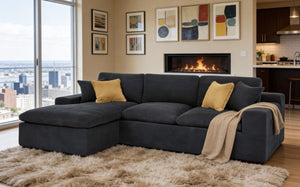English Elm 94 Inch Convertible Sectional Sleeper Sofa with Reversible Chaise and Hidden Storage Polyester Blend 106 inches B2748S00248