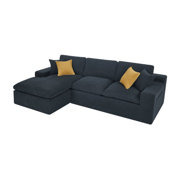 English Elm 94 Inch Convertible Sectional Sleeper Sofa with Reversible Chaise and Hidden Storage Polyester Blend 106 inches B2748S00248