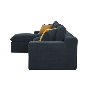English Elm 94 Inch Convertible Sectional Sleeper Sofa with Reversible Chaise and Hidden Storage Polyester Blend 106 inches B2748S00248