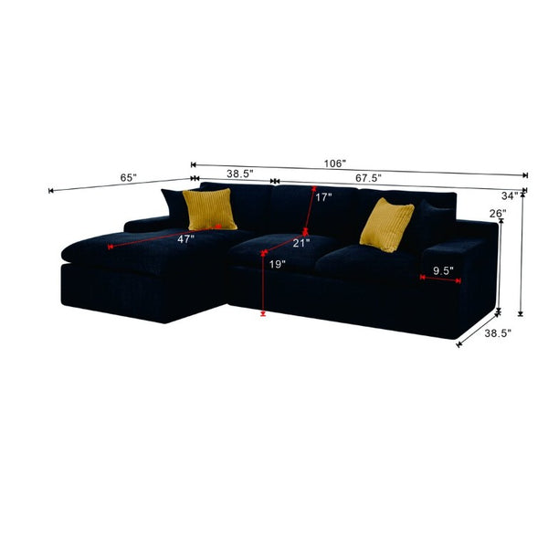 English Elm 94 Inch Convertible Sectional Sleeper Sofa with Reversible Chaise and Hidden Storage Polyester Blend 106 inches B2748S00248