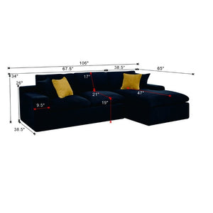 English Elm Coffee-Bean Curved Sectional Sofa with Organic Silhouette for Modern Living Rooms Black 106 L x 65 W x 34 H B2748S00249