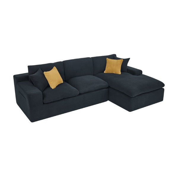 English Elm Coffee-Bean Curved Sectional Sofa with Organic Silhouette for Modern Living Rooms Black 106 L x 65 W x 34 H B2748S00249