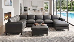 English Elm Coffee-Bean Curved Sectional Sofa with Organic Silhouette for Modern Living Rooms Dark Gray 148 L x 96 W x 34 H B2748S00251