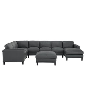English Elm Coffee-Bean Curved Sectional Sofa with Organic Silhouette for Modern Living Rooms Dark Gray 148 L x 96 W x 34 H B2748S00251