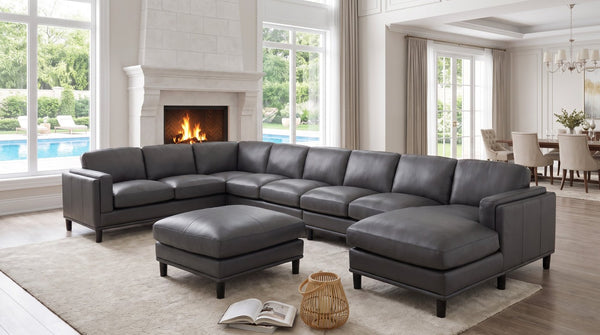 English Elm Coffee-Bean Curved Sectional Sofa with Organic Silhouette for Modern Living Rooms Dark Gray 174 L x 96 W x 34 H B2748S00252